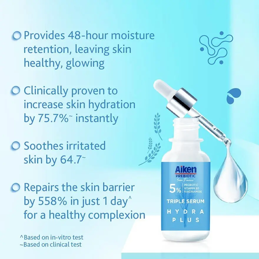 Aiken Prebiotic Hydra Serum 30ml core benefits