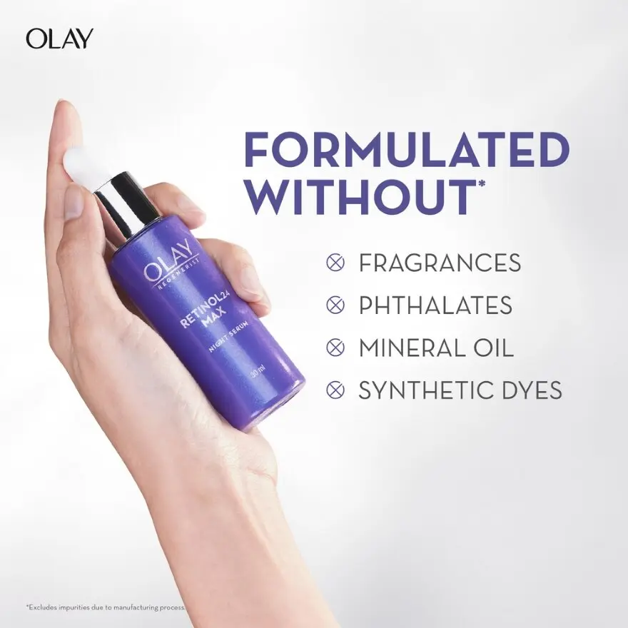 Olay Regenerist Retinol Max Face Serum forumala free of